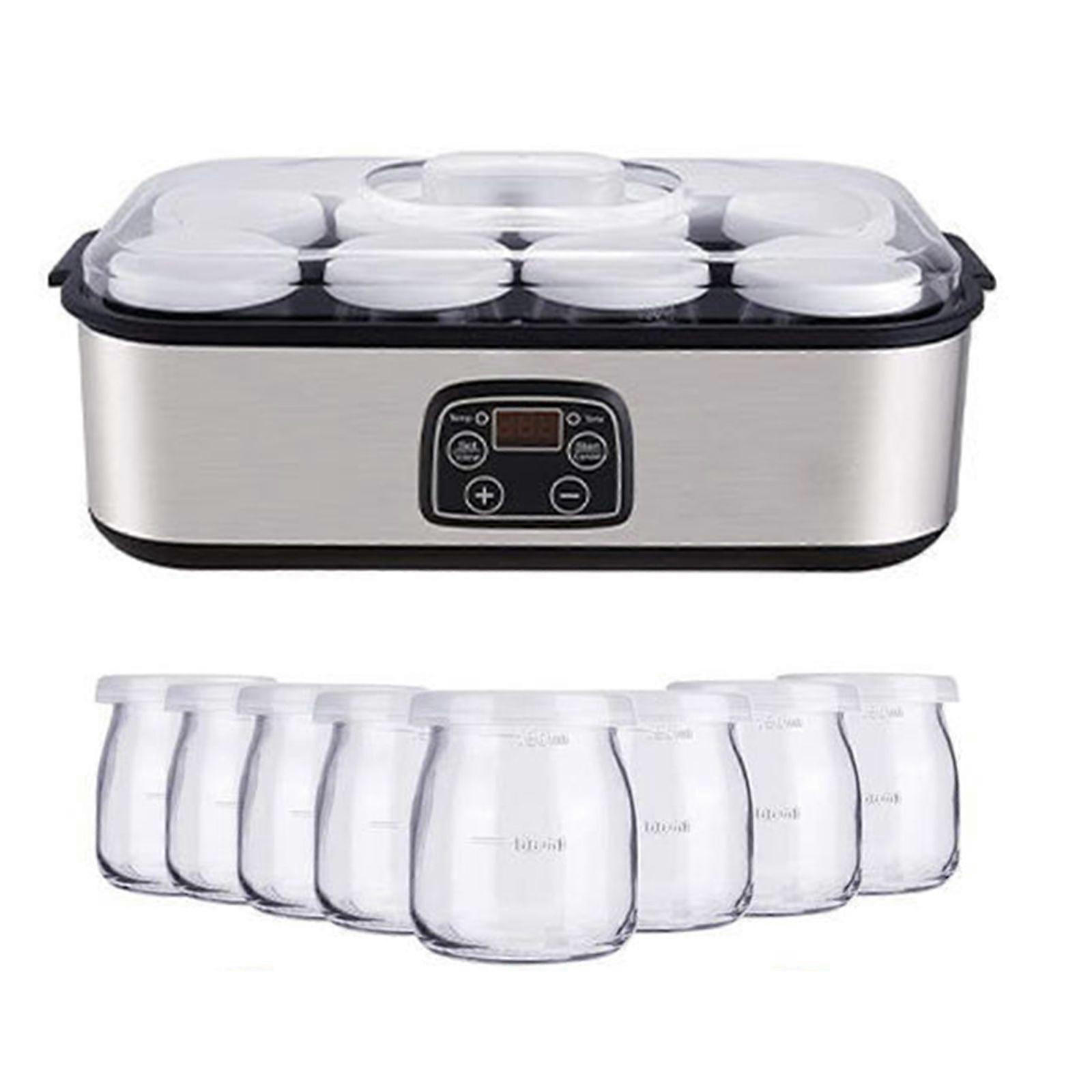 Máquina de Iogurte Probiótico, Máquina de Iogurte Probiótico com Controle de Temperatura e Tempo Ajustáveis, Pote de Iogurte com 8 Tampas