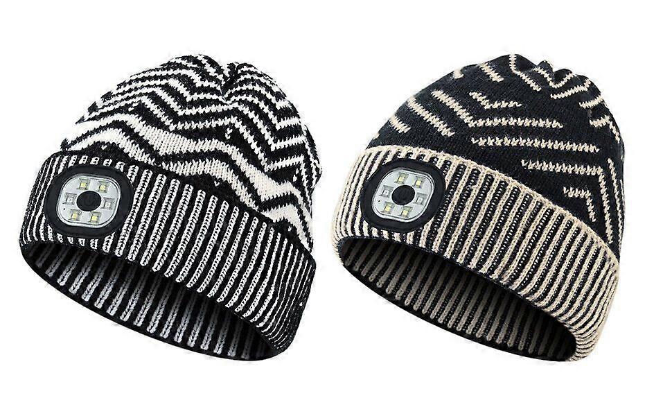 Beanie With Light Rechargeable Knitted LED Hat Night Light Headlamp 3Mode Bright