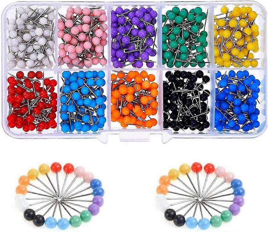 Decorative Push Pins, Small Round Ball Head Map Tacks for Travel Map Art Photo Canvas Bulletin, Cork Board Wall DIY Craft Home School Office Use,