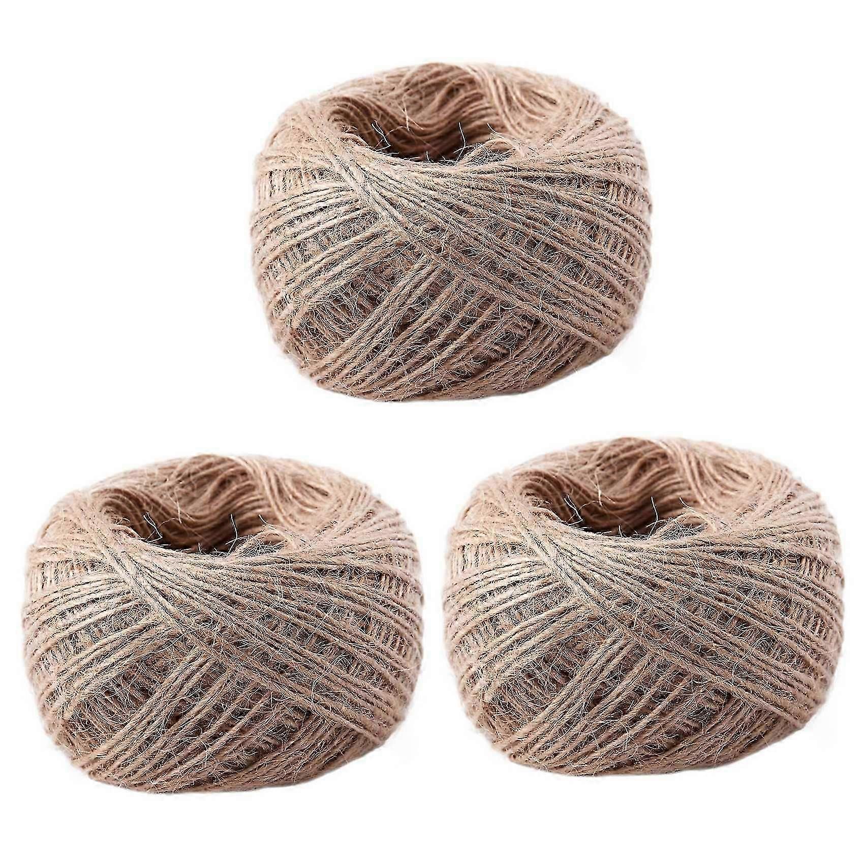 3X 100 Meter - Natural Textured Hessian Jute Twine String 1mm