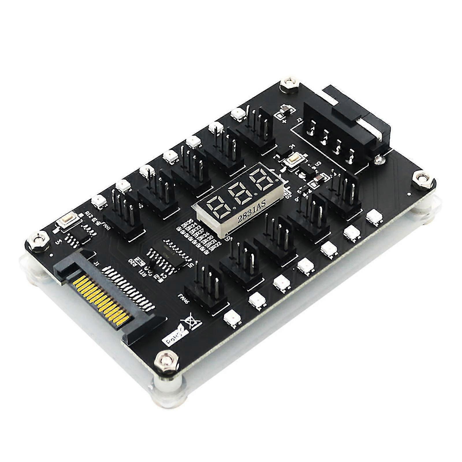 3/4-pin PWM Fan 12V Power Supply 1 to 10 Splitter, 10 Way Extension Hub Splitter