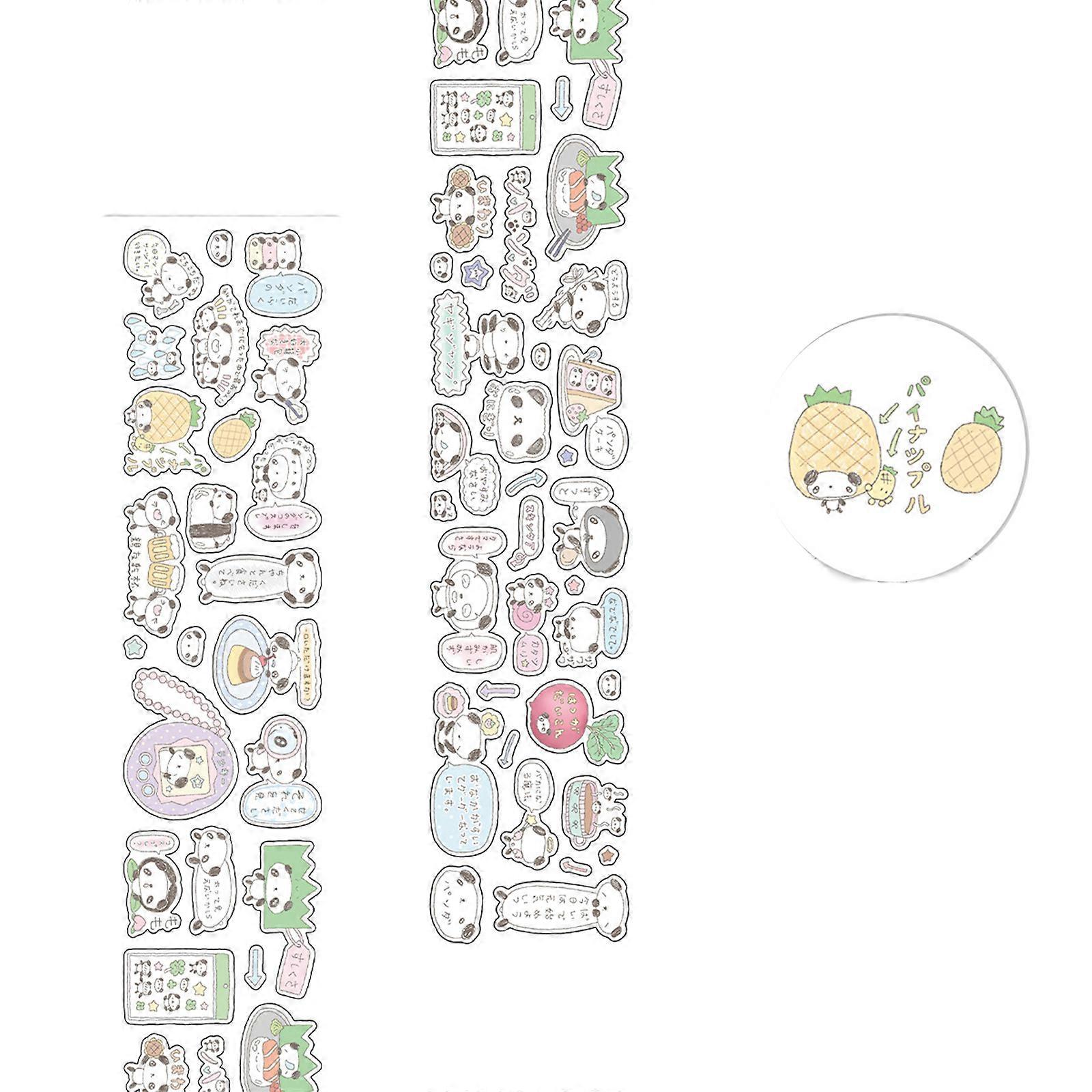 2meter Decorative Paper Tape with Cartoon Panda and Clovers Pattern for Planners and Gifts Wrapping Journal Personalizing