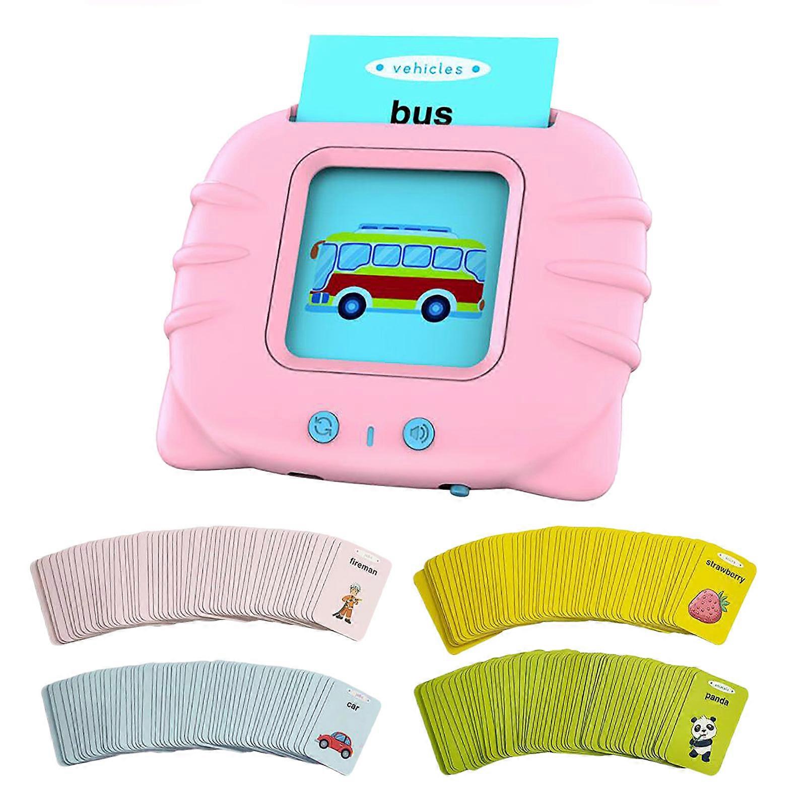 早期学習用フラッシュカードマシン - ピンク、56枚のカード4枚セット、CE & FCC