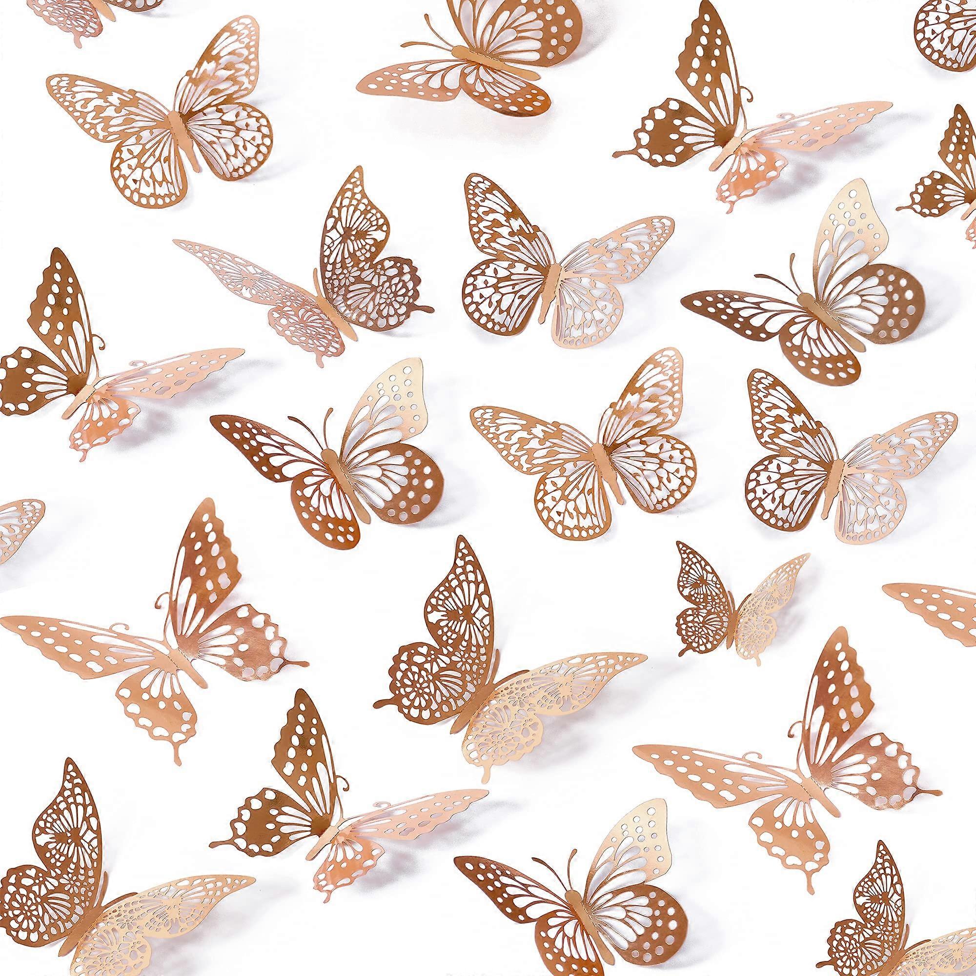 48 Pcs 3D Removable Metallic Butterfly Wall Decor for Kids Bedroom and Nursery - Large, Medium, Small Sizes