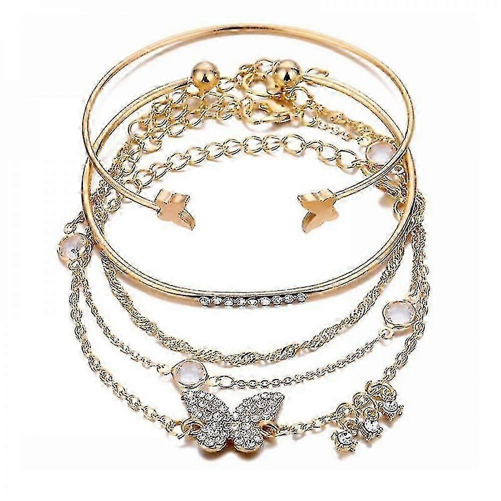 Zestaw bransoletek Boho Gold Chain dla kobiet Dziewczęta, wielowarstwowy otwarty PPX do układania w stosy