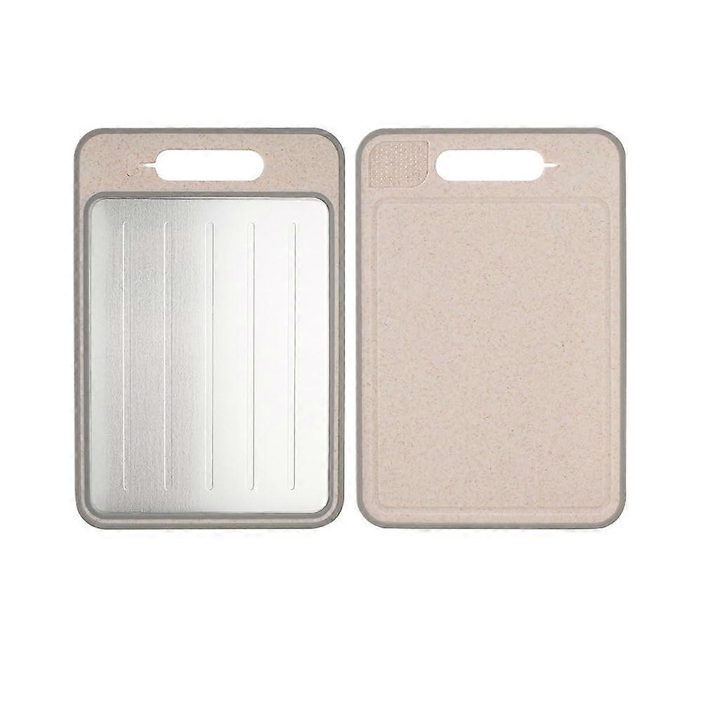 Double-Sided Chopping Board | Stainless Steel & Wheat Straw Non-Slip Cutting Mat