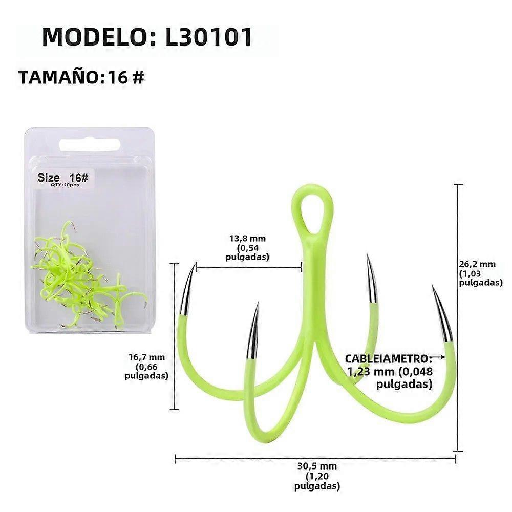 10pcs Quadruple Reinforced Luminous Fishing Hooks For 16# 18# Nails And Squid Hooks Fishing Accessories