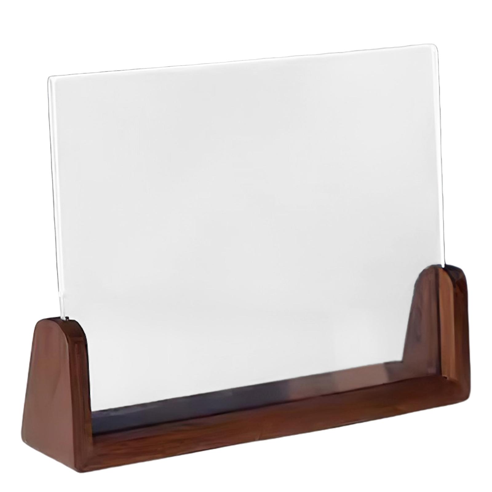 Multipurpose Desk Decors Clear Acrylic Cover Photo Frame with Wood Base Tabletop Picture Holder Frame for Office or Home  8 inch