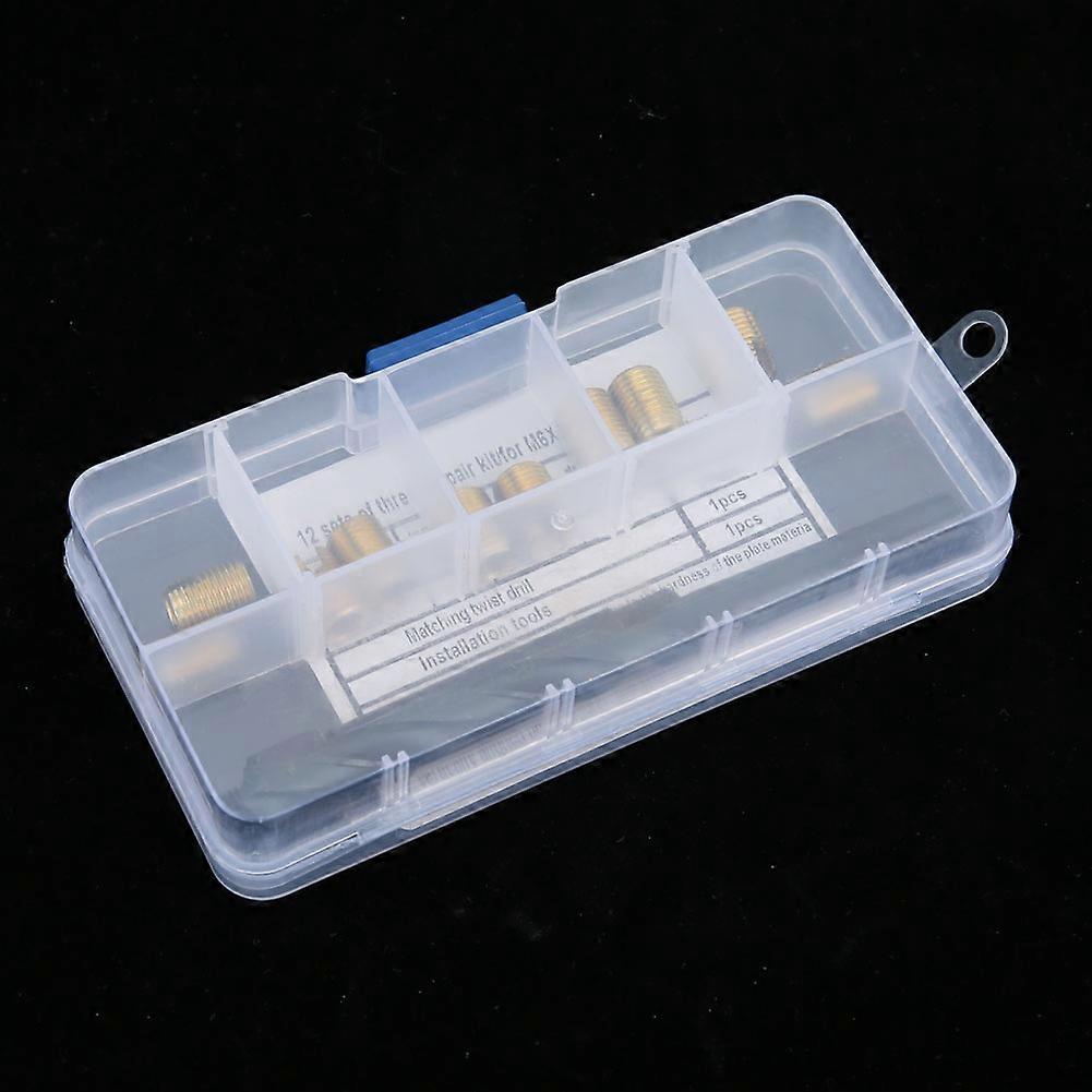 12pcs M6x1 Thread Repair Kit Self Tapping Thread Insert Twist Drill Bit Installation Tool