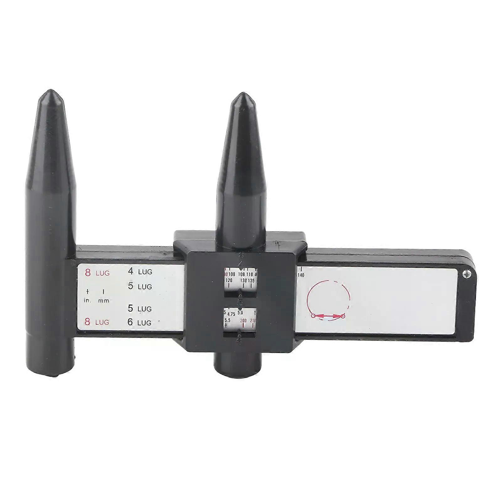 1Pc Black Plastic Car Wheel Stud Rim Bolt Pattern Sliding Measure Gauge Tool Pcd Ruler 4 5 6 8 Lug Inch And Metric Ruler