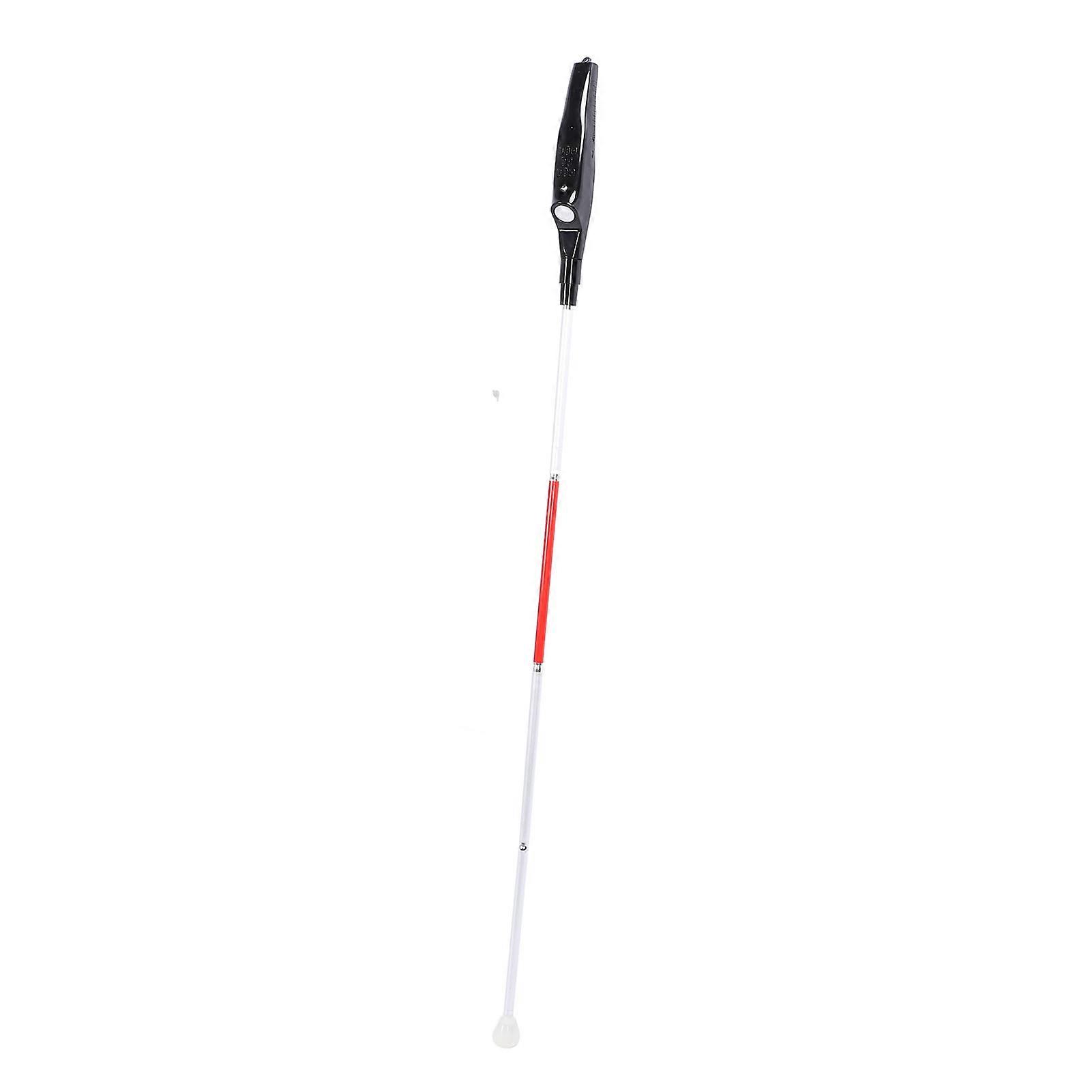Folding Guide Cane with Red Reflective Electronic Voice Obstacle Avoidance Walking Cane for Blind People English Version 