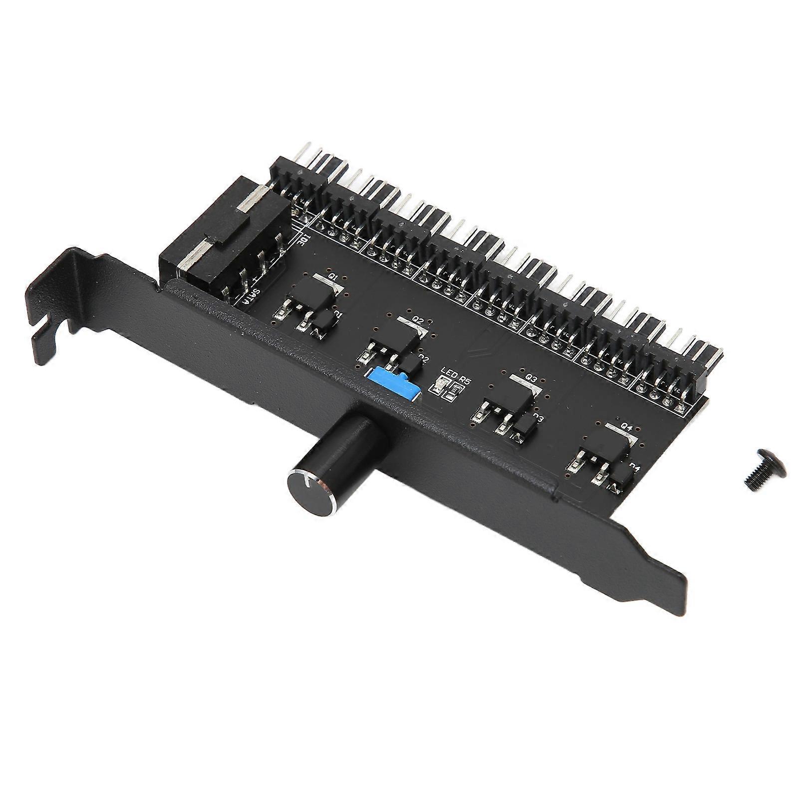 Fan Hub 12V 3pin 4pin 1 Knob 8 Channels Stable Precise Fan Speed Controller with Screw for Computer CPU Chassis