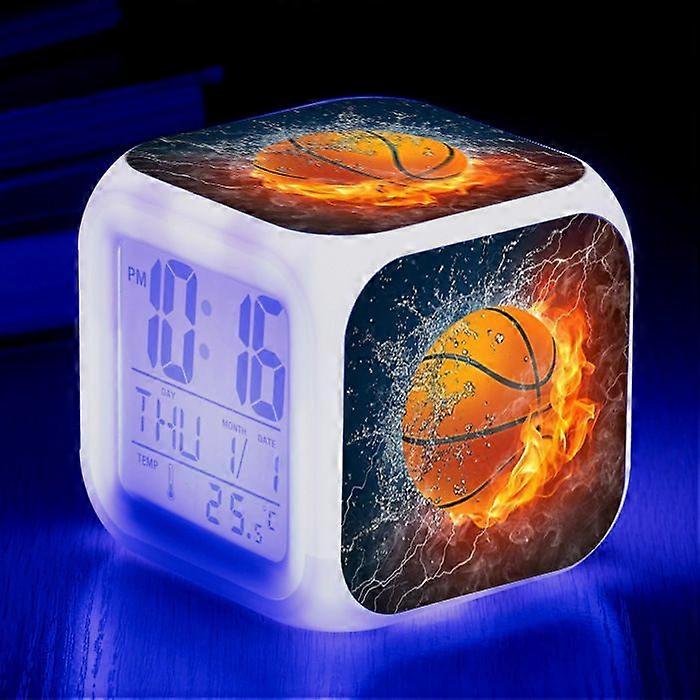 Basketball Alarm Clock 7color Change Multifunction Noctilucence Electronic Watch Kids Room Wake Up Timer Birthday Gift For Child