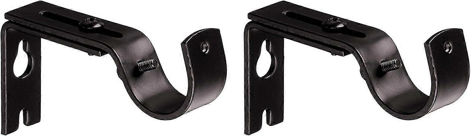 Adjustable Curtain Rod Wall Bracket Hooks, Set of 2, Bronze