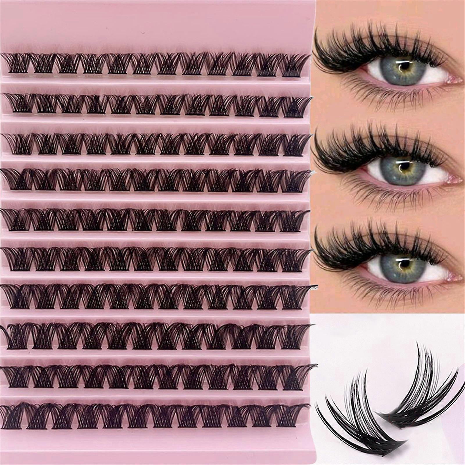 120pcs Individual Eyelash Extensions Cluster Lashes 8-16mm Wispy D Curl Natural False Eyelashes for Fluffy DIY Look