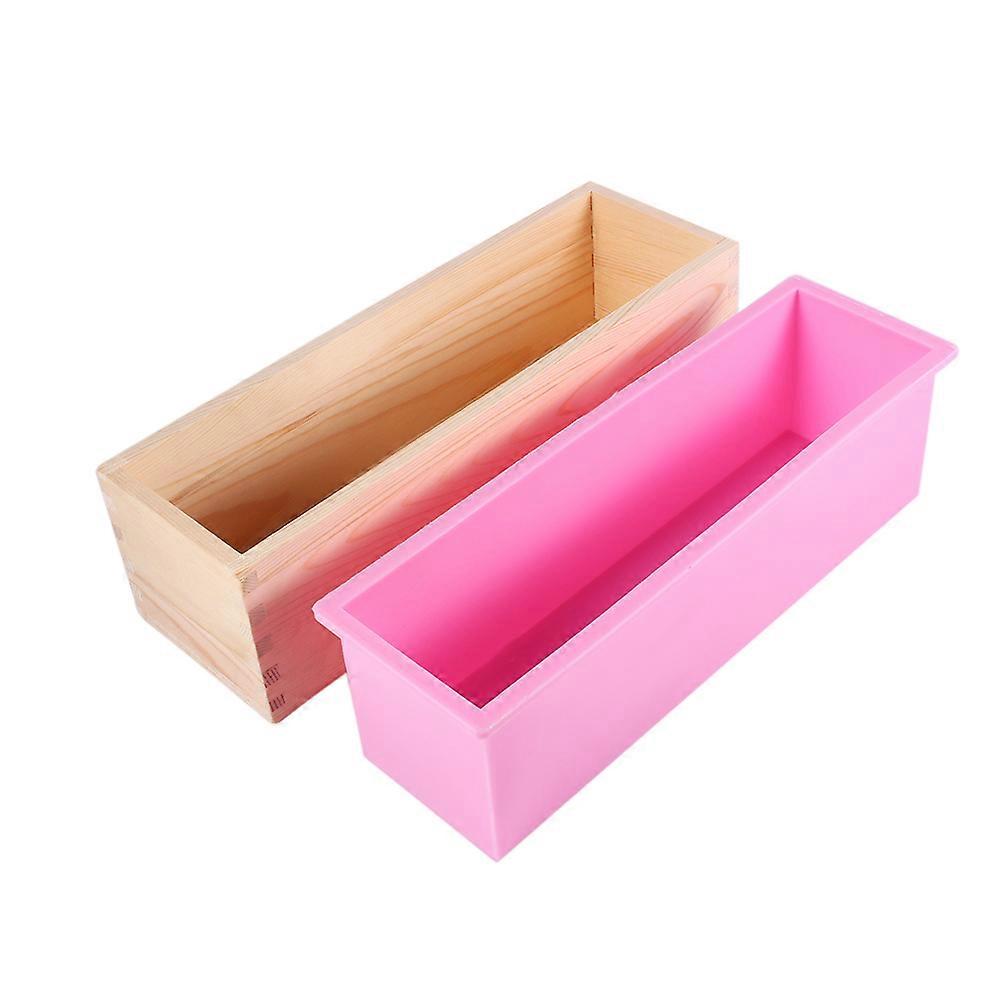 Rectangular Silicone Lined Soap Mold Wooden BoxDIYMaking tools baking cake bread toast mold
