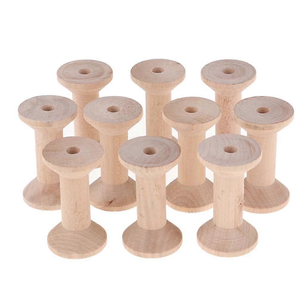 10 Adet Ahşap Boş Makaralar Tel İplik Bobinleri Kordon Bobinleri 3.5 x 6cm