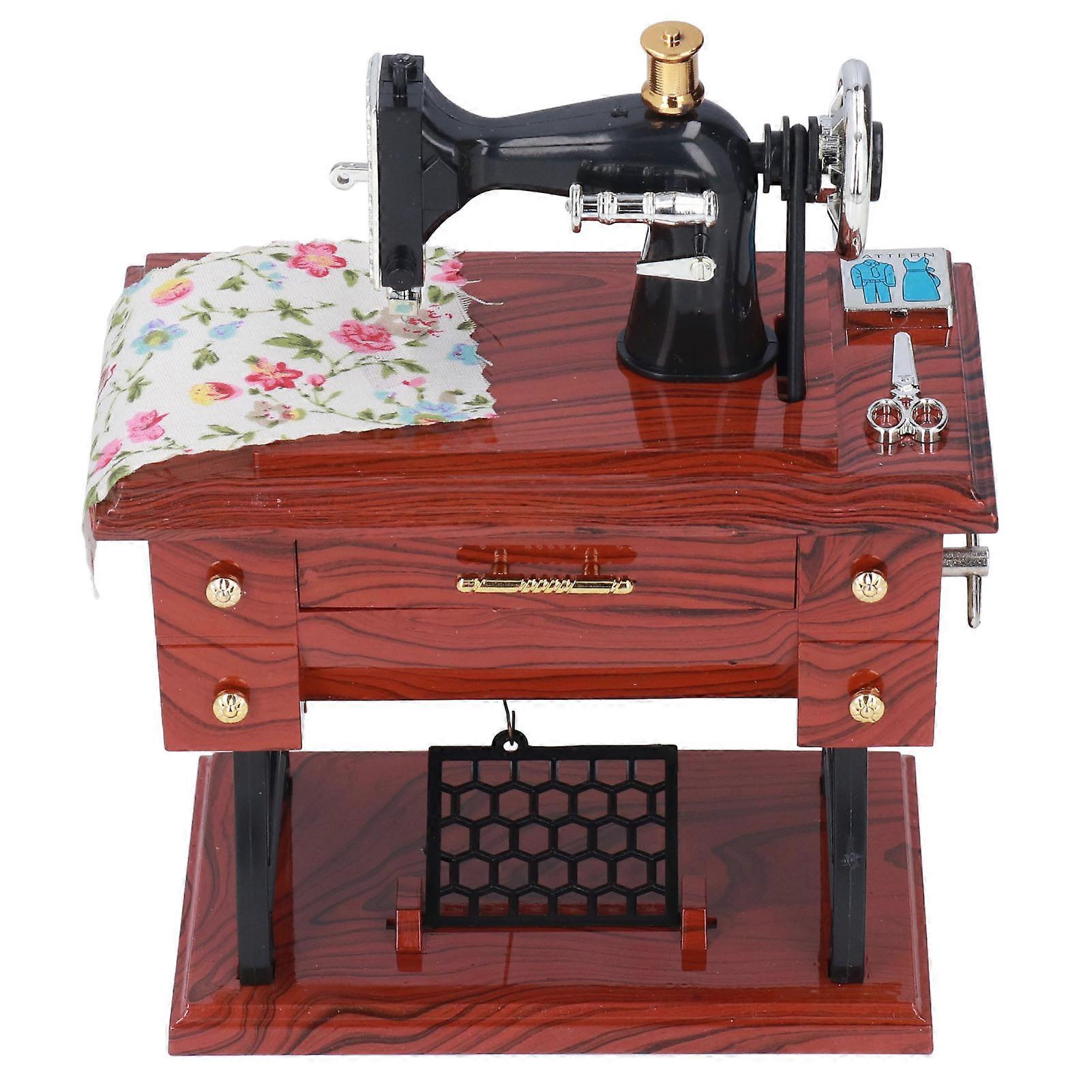 Sewing Machine Music Box Vintage Mini Plastic Table Desk Decoration Toy For Housewarming Gift