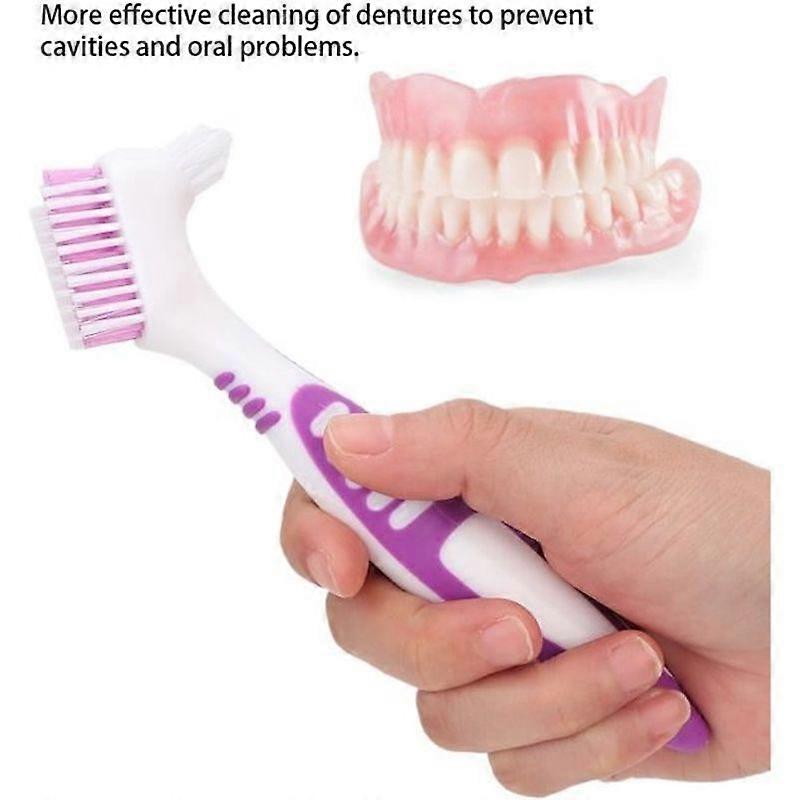 PC Denture Cleaning Brush Denture Cleaner with Multi-Layered Bristles and Ergonomic Handle