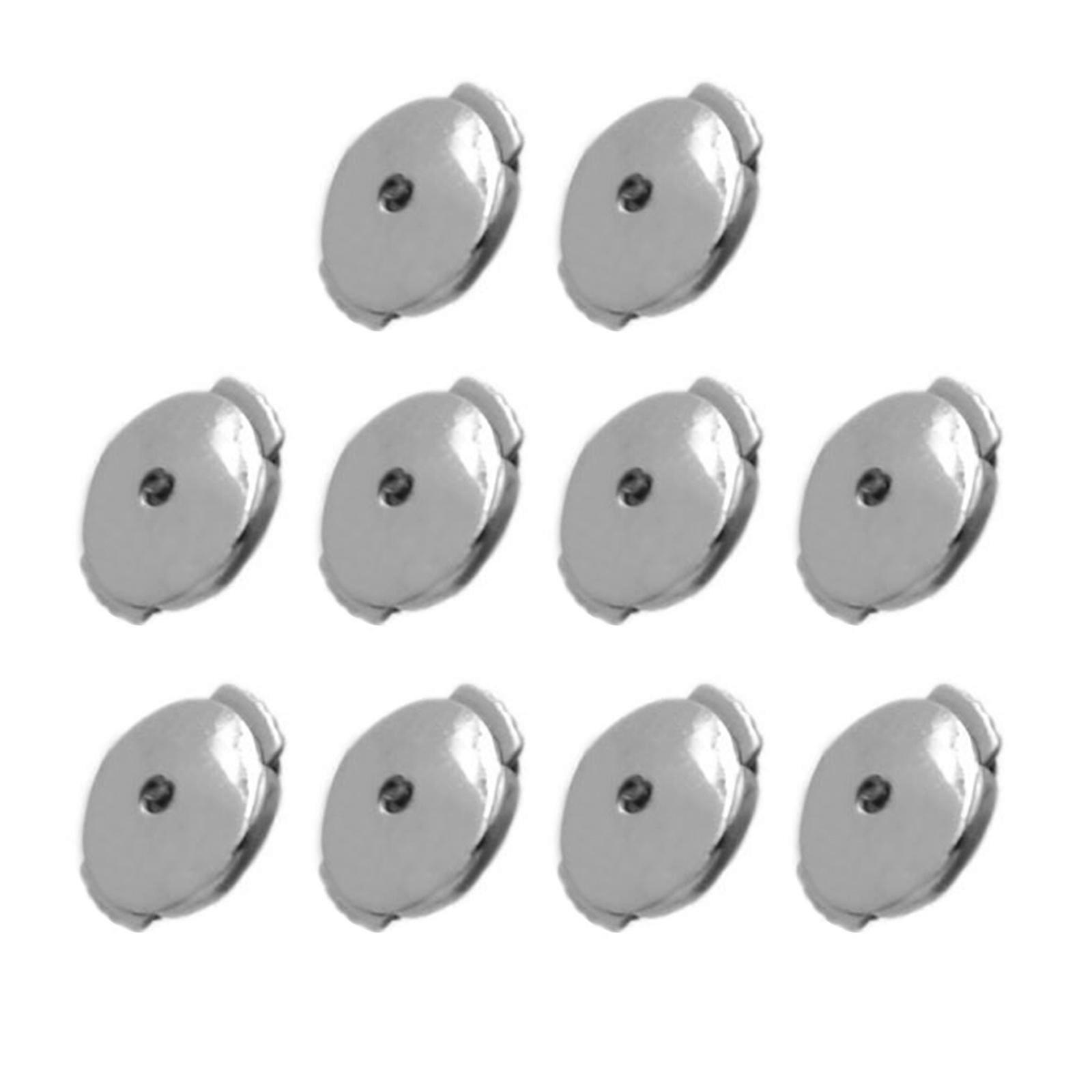 Pack of 10 Fashion Disc Ear Plugs Practical Post Connector with Locking Earring Backs for Droopy Ear Studs Silver