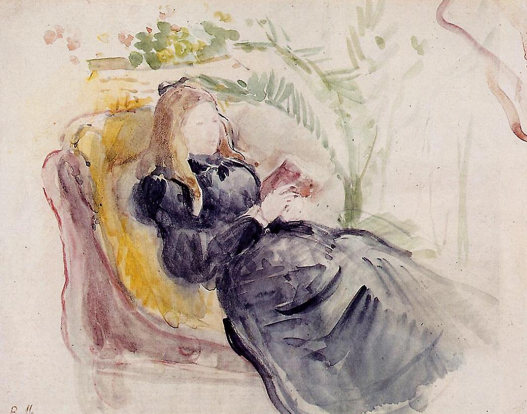 Julie Manet, Reading In A Chaise Lounge- Berthe Morisot World Classic Art Reproductions, Modern Hd Art Print Poster, Canvas Prints Wall Art For Home D