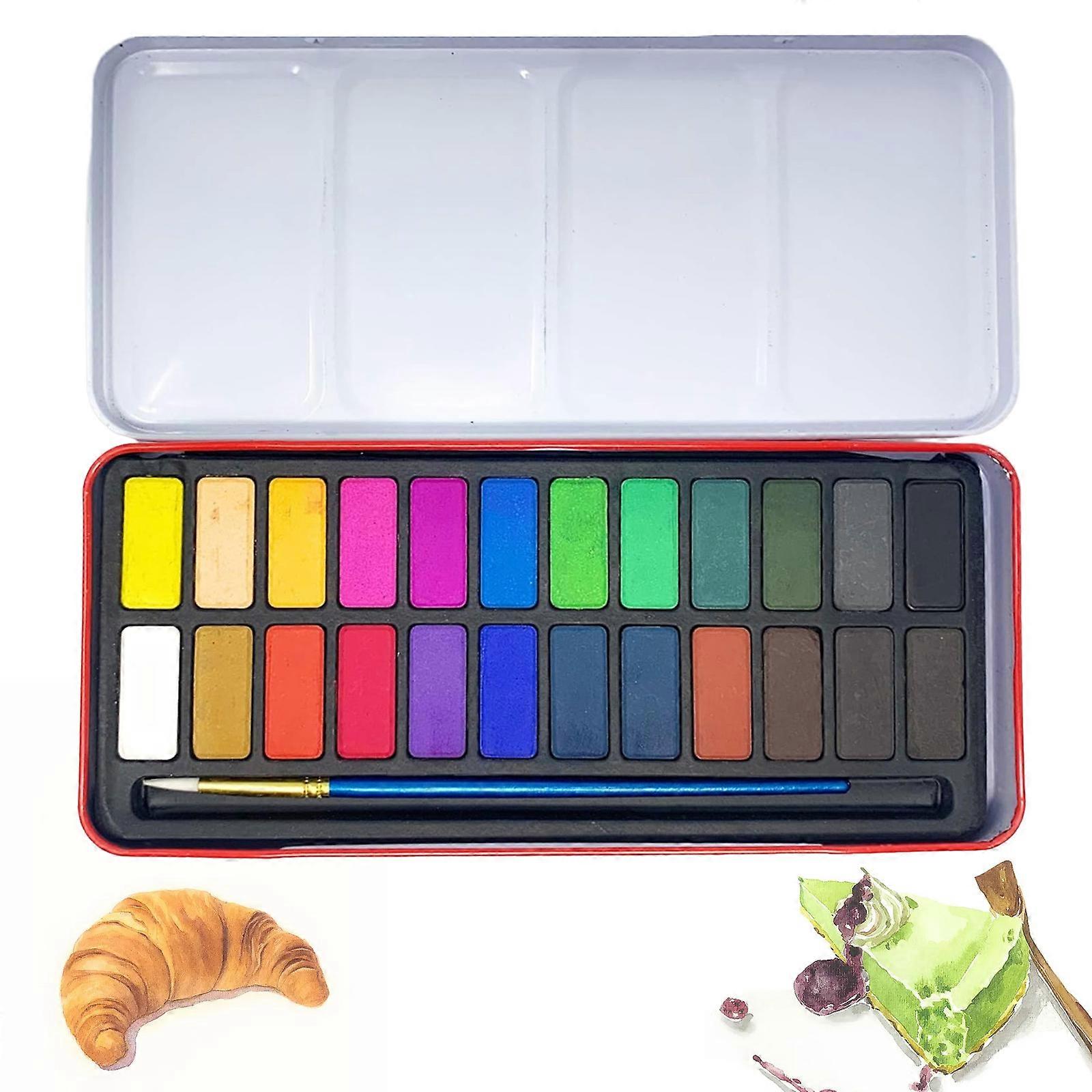 Colorful Tin Box With Removable Half Pans, Portable Metal Palette For Studio Or Home Use, Empty Watercolor Tins With Thumb Ring And Mixing Areas,