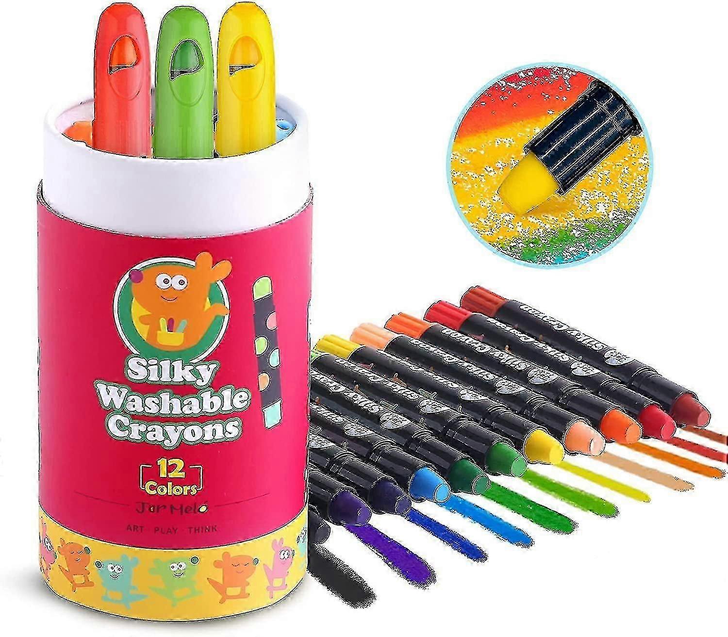 Washable Silky Crayons For Toddler -6 Count ;kids Crayons,big Crayons,twistable Jumbo Window Crayon