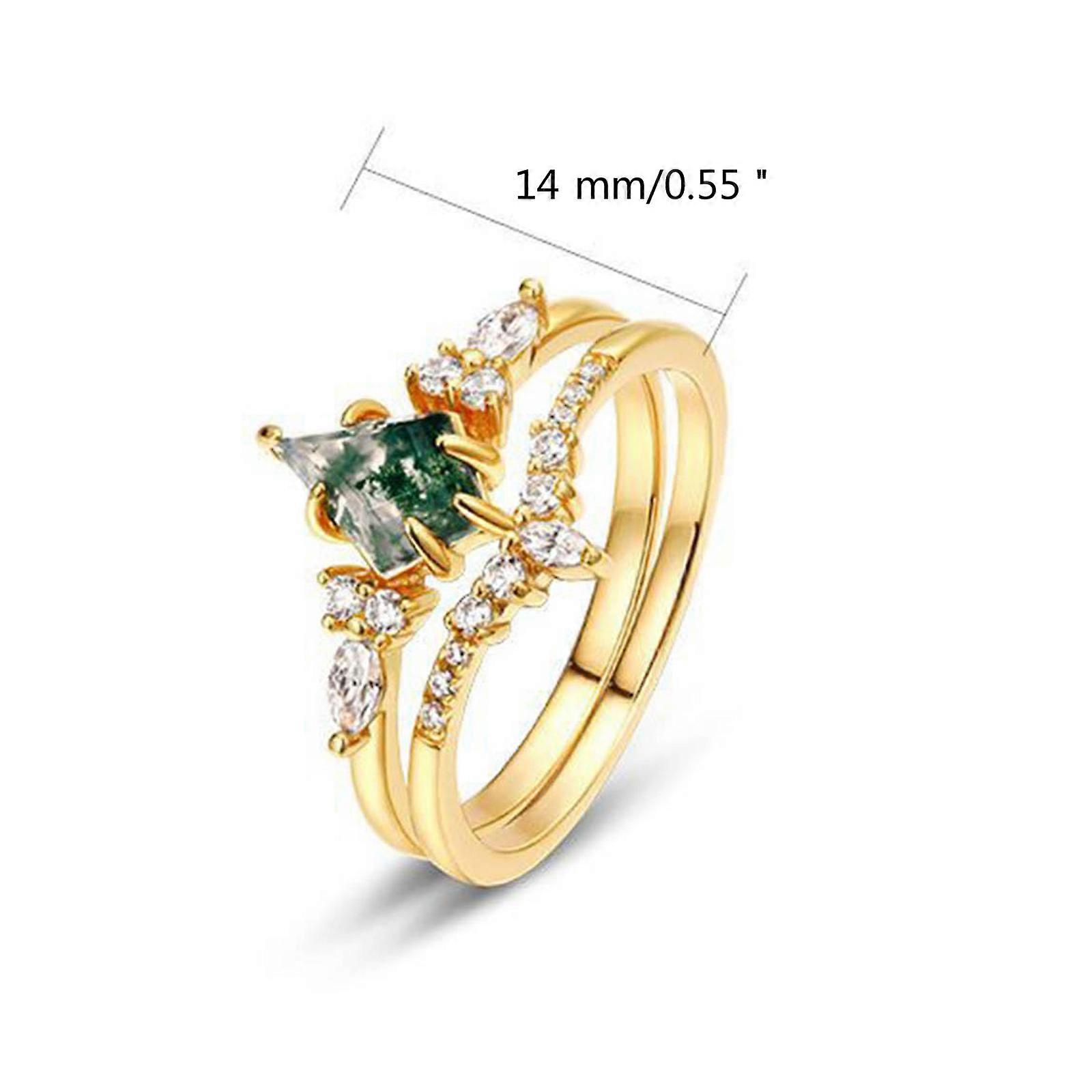 Elegant Twin Set featuring Moss and Green Water Grass Dazzling Diamond Decorations Embelished Finger Rings Adornments