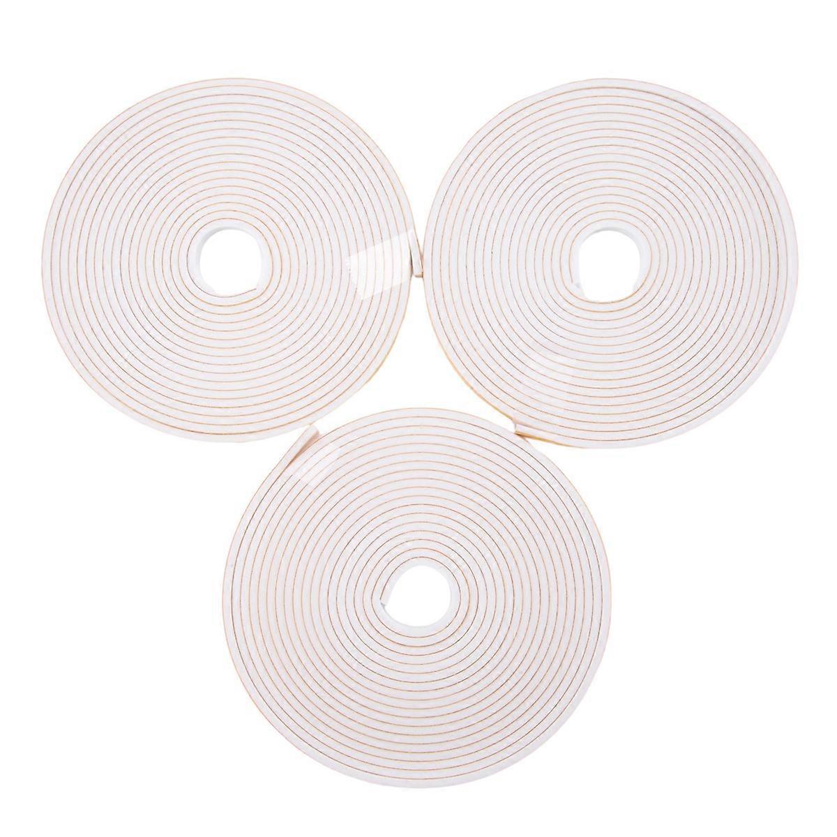 Self Adhesive Foam Tape Door 6mm Wide x 3mm Thick 3 Pcs Each White