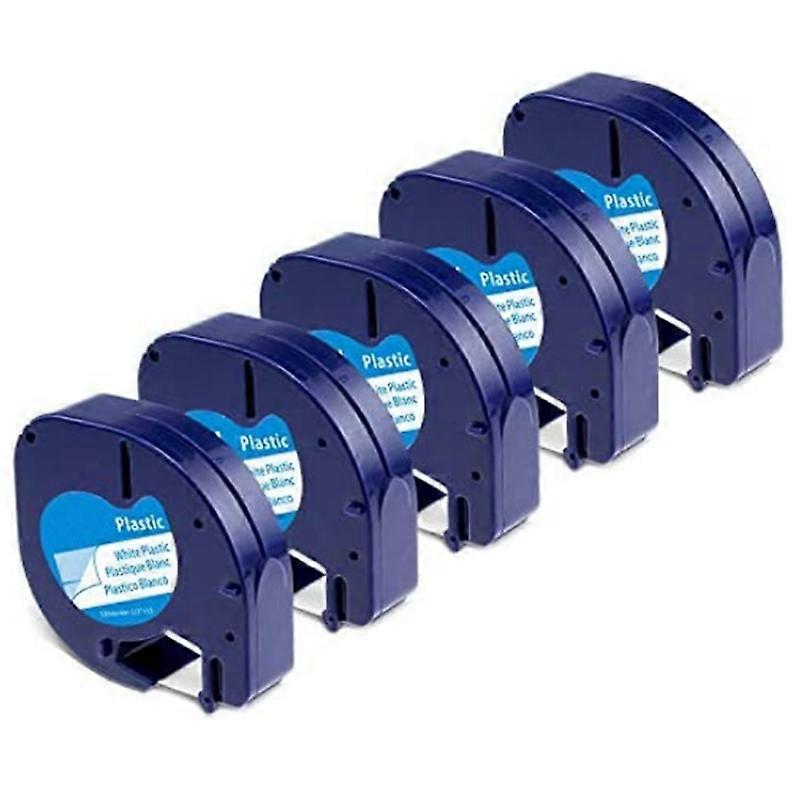 5-Pack Label Maker Tape για DYMO LetraTag Refill Plastic 91331, Συμβατή ταινία ετικετών Black on White