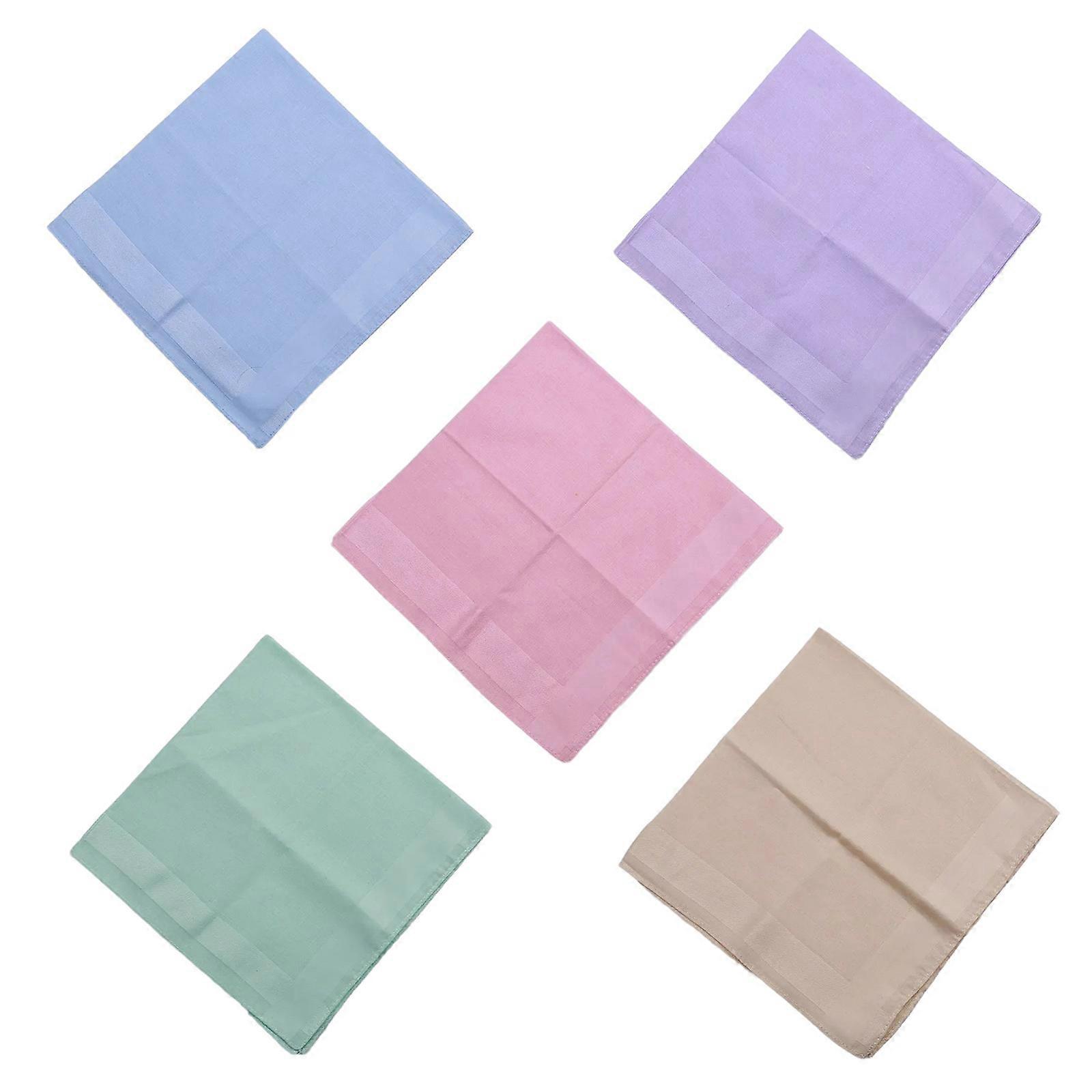 40x40CM Serviette de mouchoir uni pour adulte Affaires Pochette Carré Multi-usage Visage Serviette Hommes Sweat Essuyage Mouchoir Lot de 5 Jaune rose violet l