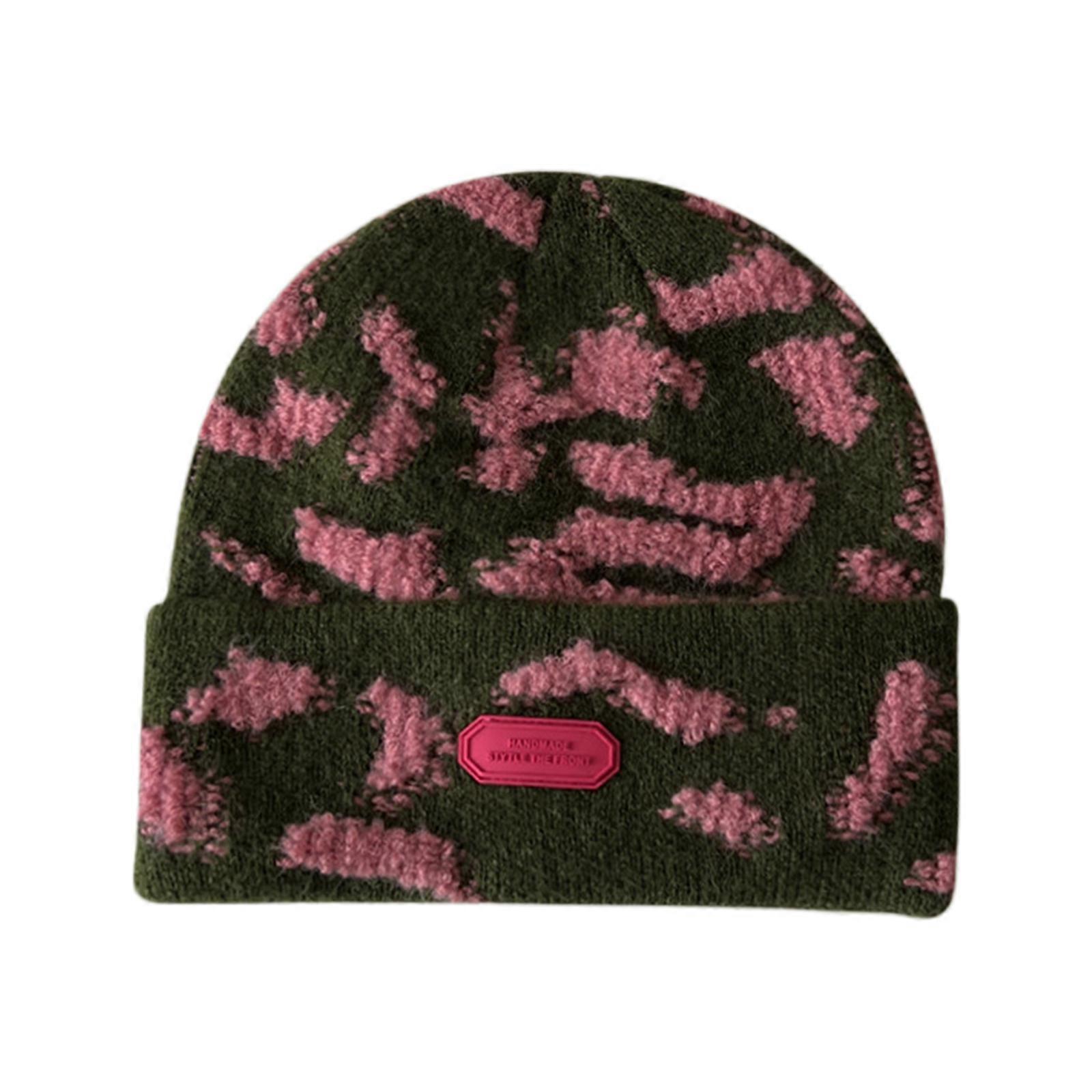 大人のための冬の暖かいビーニーハット厚手伸縮性のある帽子アウトドアアクティビティ秋のスカルキャップ防風スポーツニット帽子グリーン