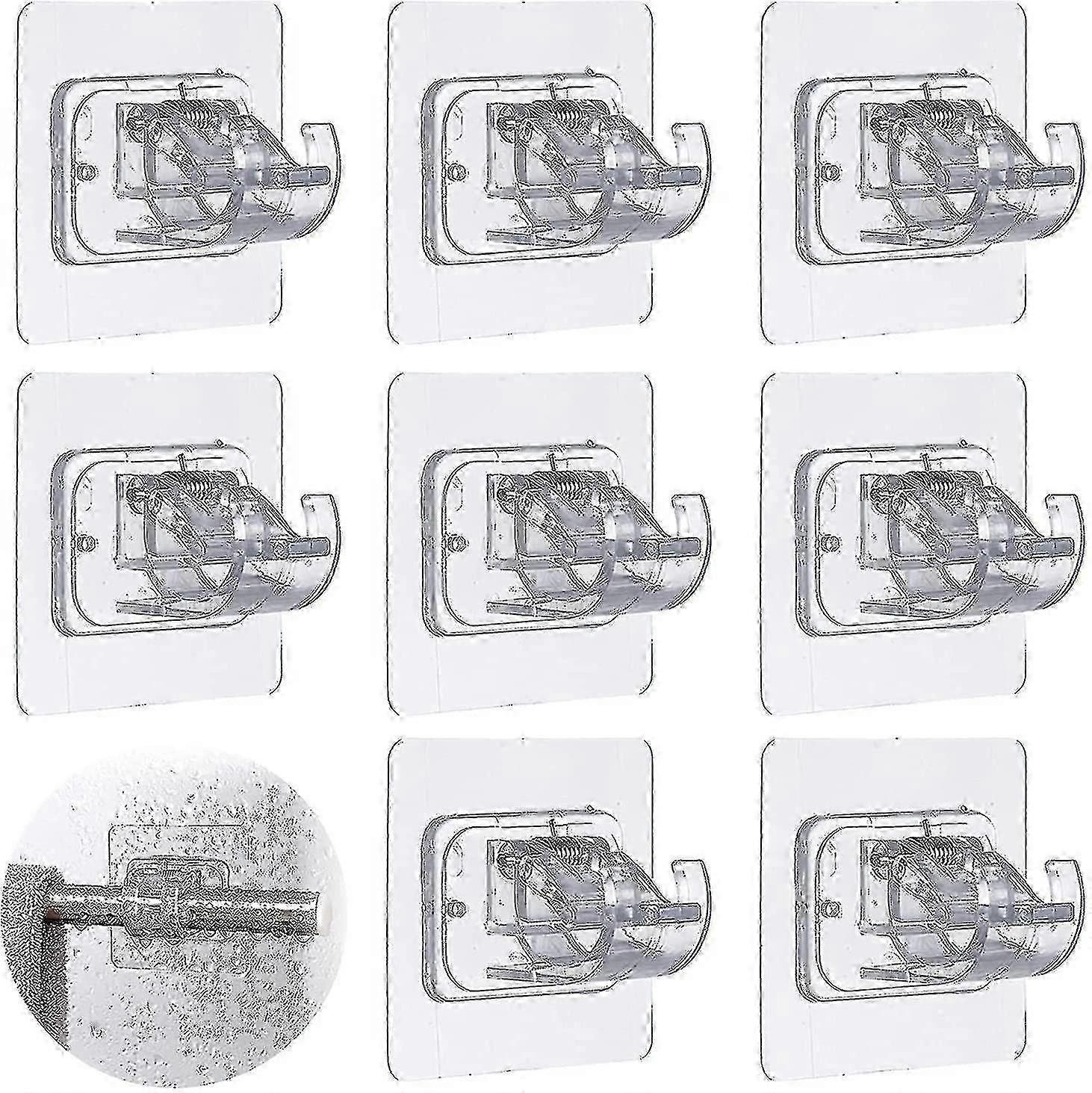 8pcs Self Adhesive Curtain Rod Bracket, Drapery Hook Holders
