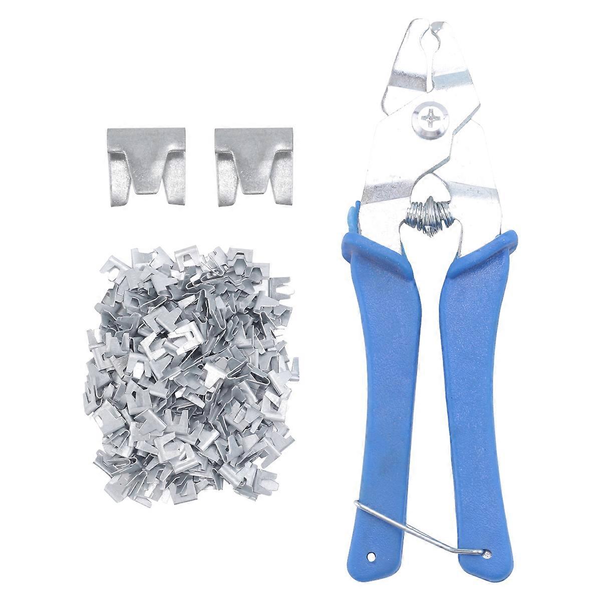 300 Pcs Wire Cage Clamps, with 1 Piece of Wire Cage Buckle Snap Pliers, Suitable for , Chicken, Pet