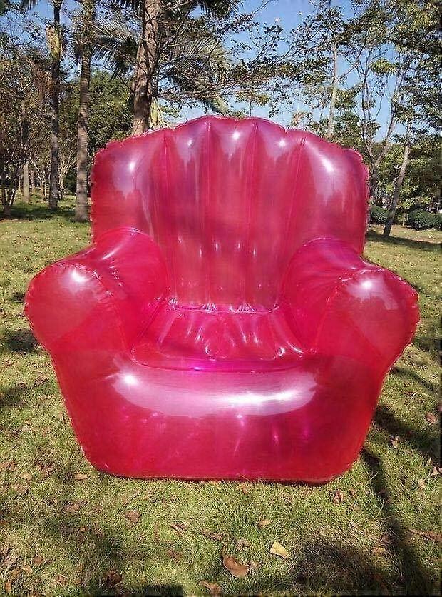 Transparent Inflatable Double Sofa Chair for Camping, Portable Lazy Couch for Two, Clear Outdoor Seating, Red Color