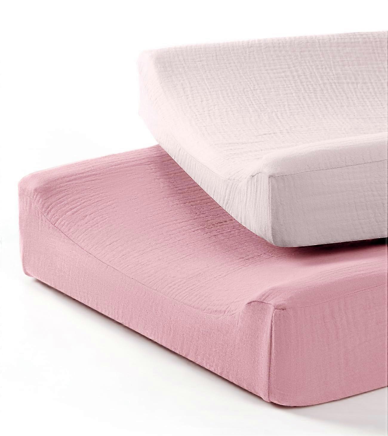 2 Pack Muslin Crib Sheets & Changing Pad Covers for Baby Nursery Essentials