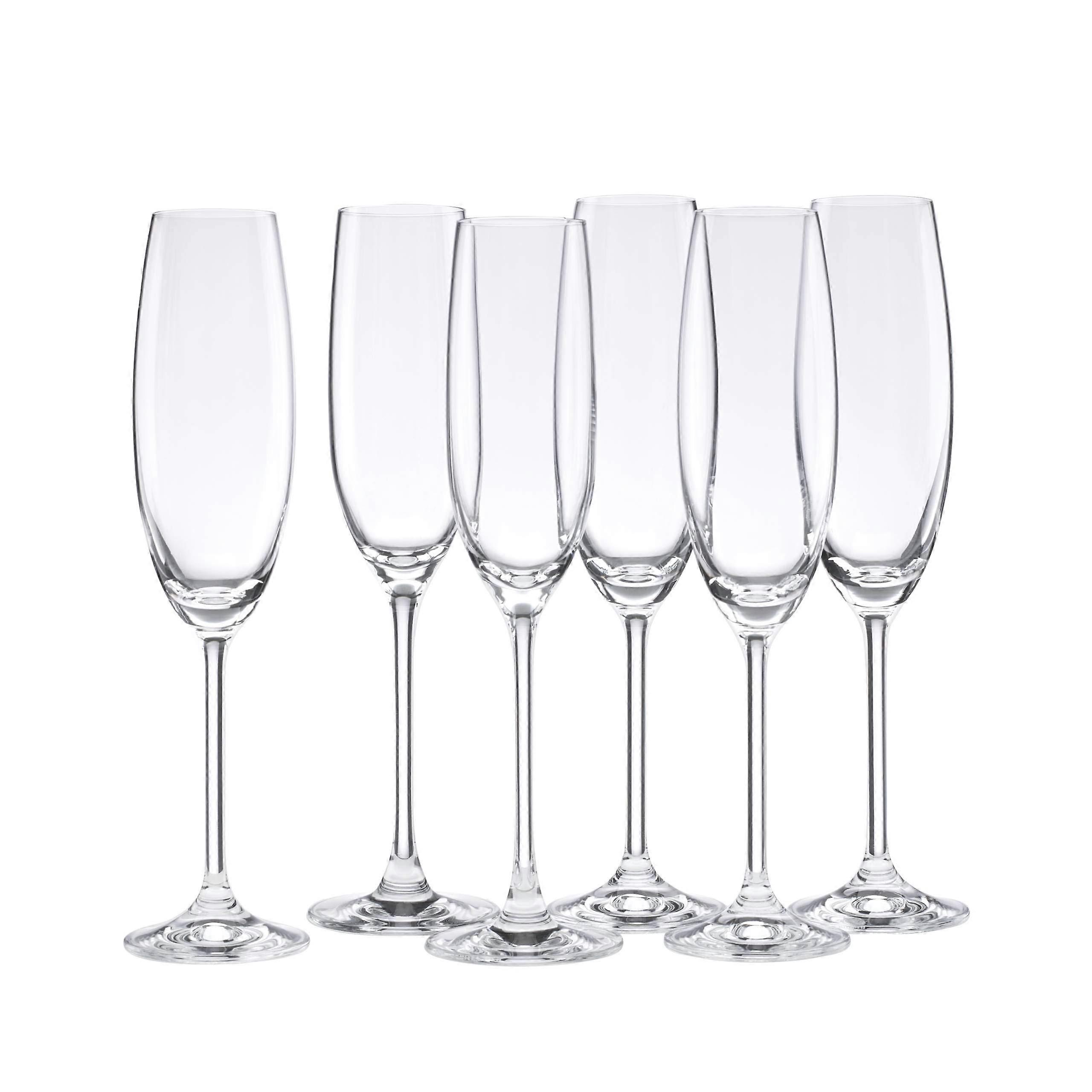 6 Count Clear Plastic Champagne Flutes, 8 Ounce Capacity, Disposable Drinkware for Parties and Celebrations