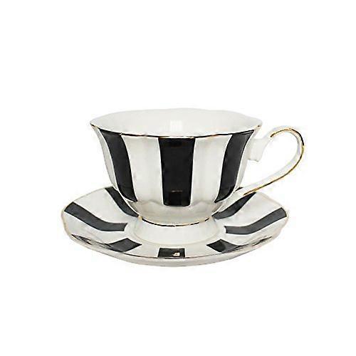 Black and White Retro Series European Striped Polka Dot Coffee Cup and Saucer Mug Cake Plate Afternoon Tea Set