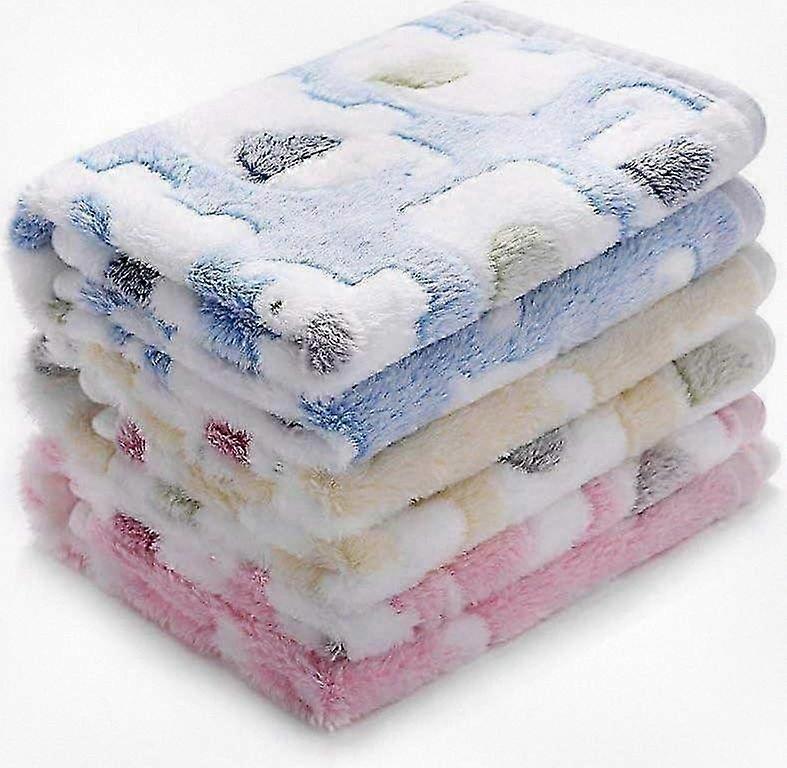 Ultra-Soft Plush Pet Blanket Set for Dogs & Cats, 3-Piece, Elephant Design, Medium Size (76x52cm)