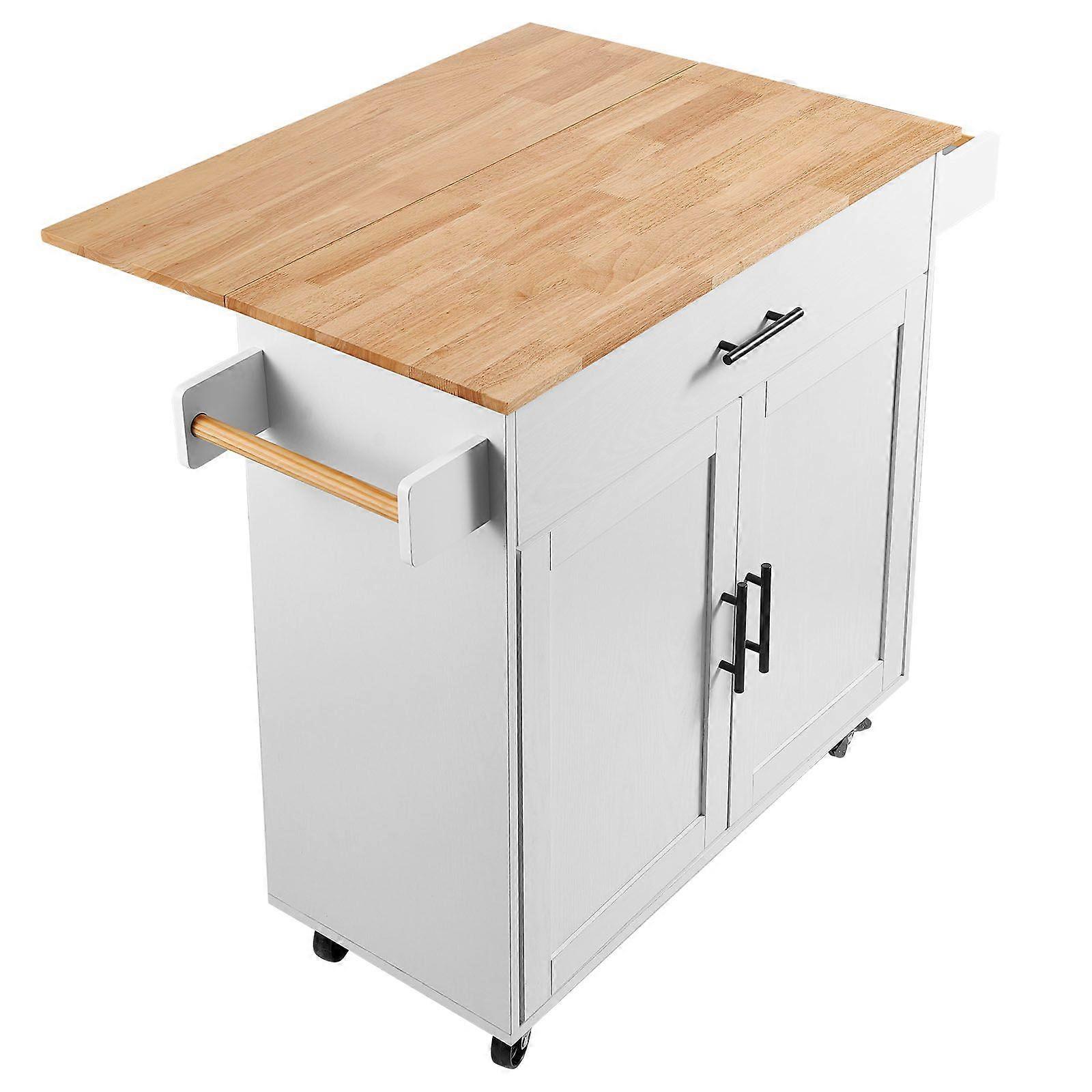 Kitchen Island Cart with Solid Wood Top,1 Drawer with 2 Cabinet Doors35.4" Width , White