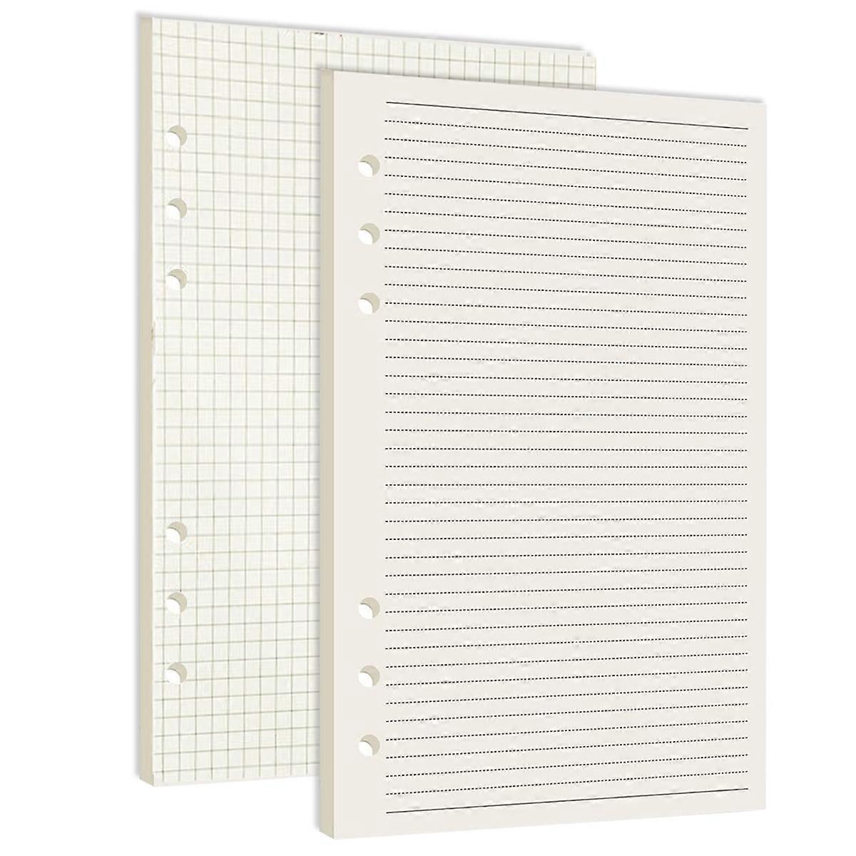 Loose Leaf Refills For A5 Cover Ring Binder, Minimalist Designs High-Quality Refill Paper Creamy White Paper, Compatible With Personal Organizer And