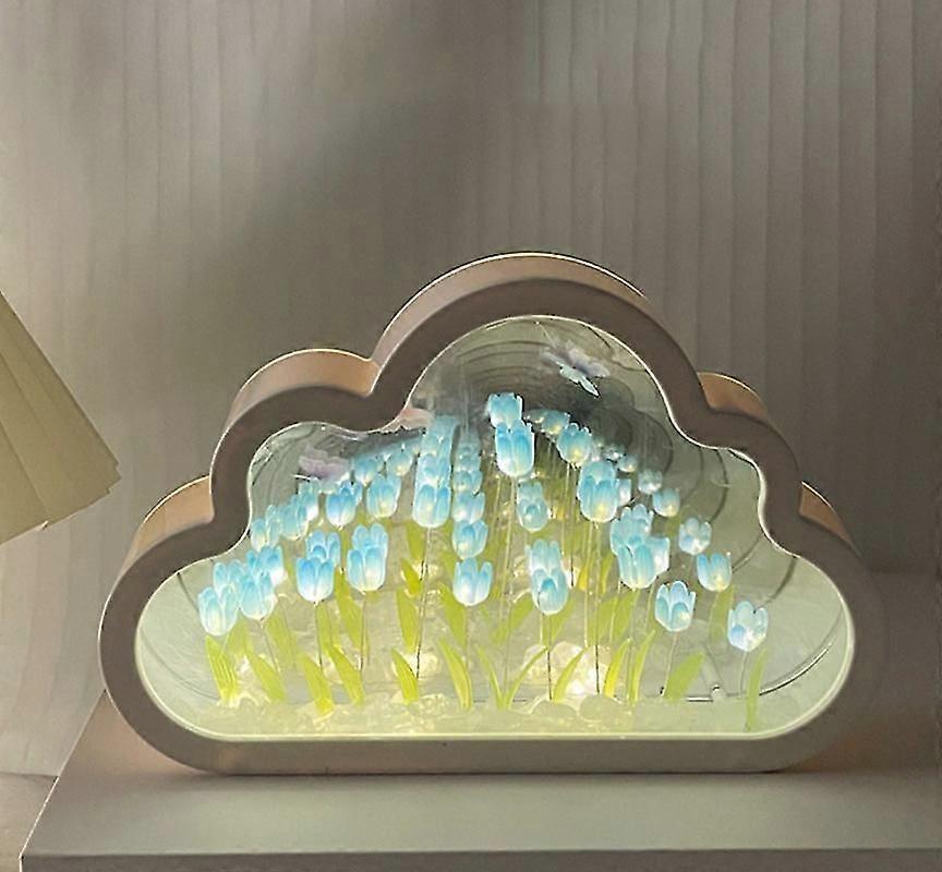 Tulip Lamp Tulip Mirror Night Light, Led Tulip Night Light  Cloud Lamp Lamp Mirror Flower Lamp Two-in-one-2023shiyi