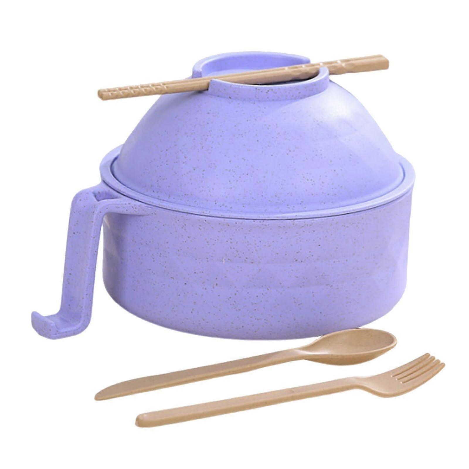 Microwave Ramen Bowl Set with Wheat Fiber Noodle Bowls, Cutlery, and Filter Lid for Easy Cooking and Serving