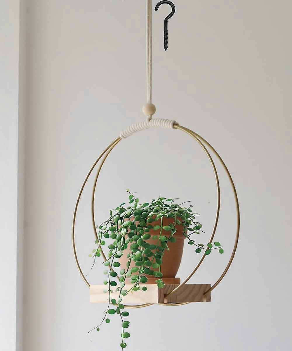 Boho Macrame Plant Hanger - Gold Color, Indoor Use, 1 Package, Ideal for Planters and Decorative Home Decor