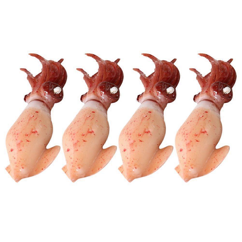 4Pcs Artificial Squid Realistic Food Model Lifelike Meat Food Prop Realistic Squid Model