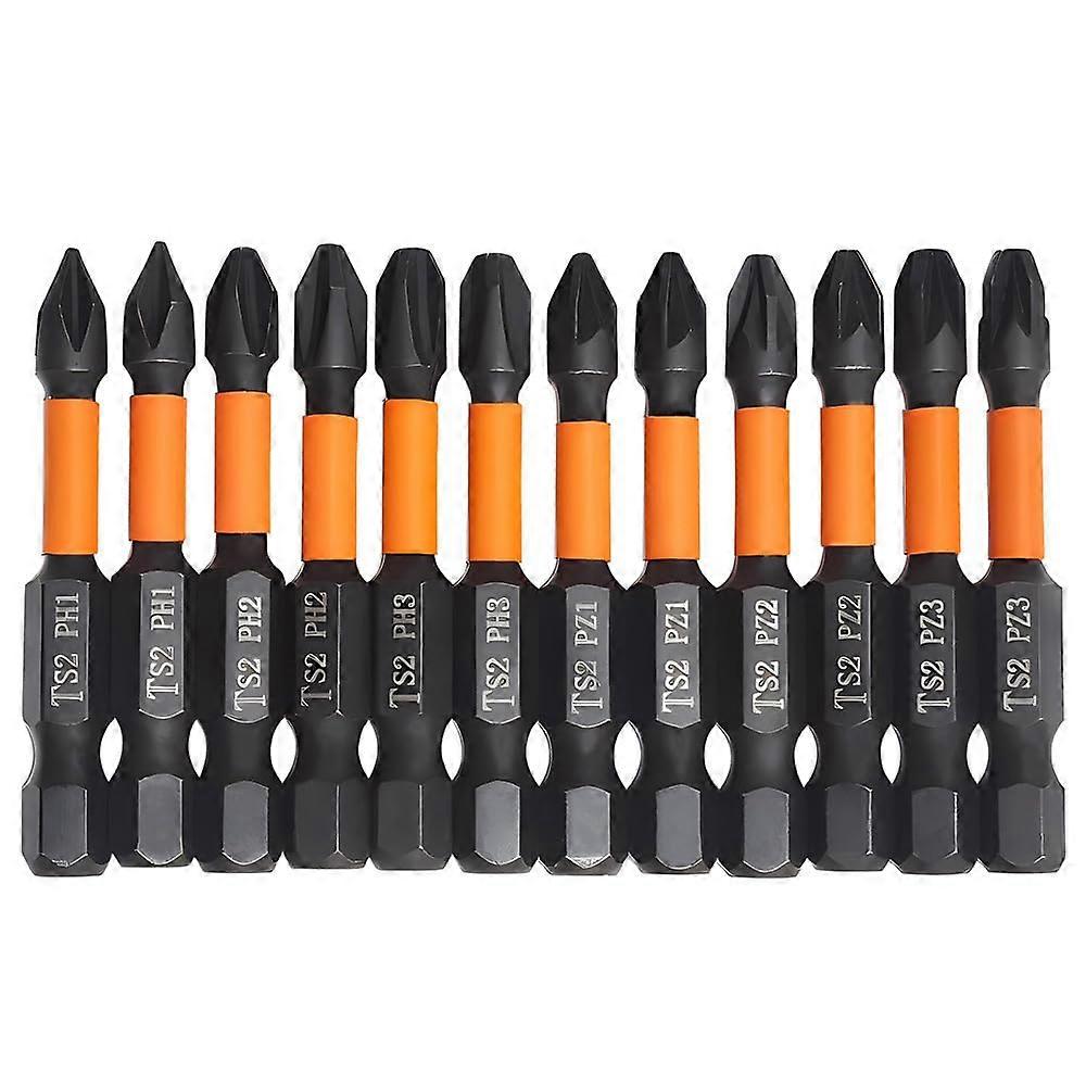12pcs 50mm/2 'Pozidrive Phillips Screwdriver Lice Set, Magnetic Pulse Posi Phillips Bit