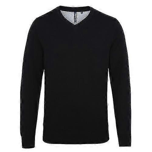 Suéter de algodón rico con cuello en V para hombre