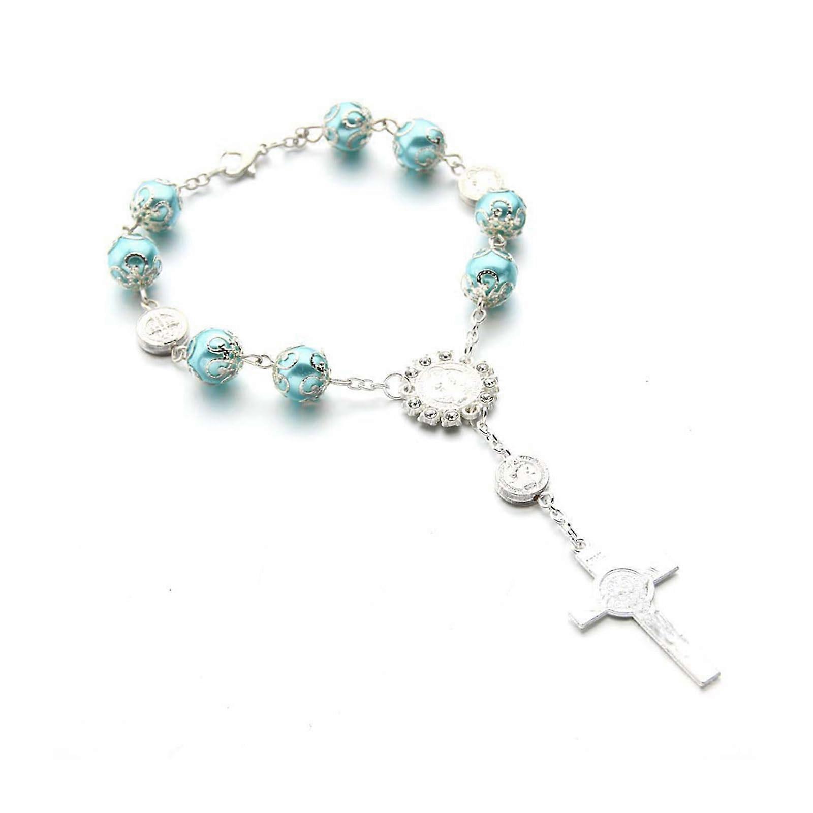 Vehicle Rosary Cross Blessing Rearview Mirror Hanging Decor for Car Interior, 1 Piece, Durable Design, Multi-Color