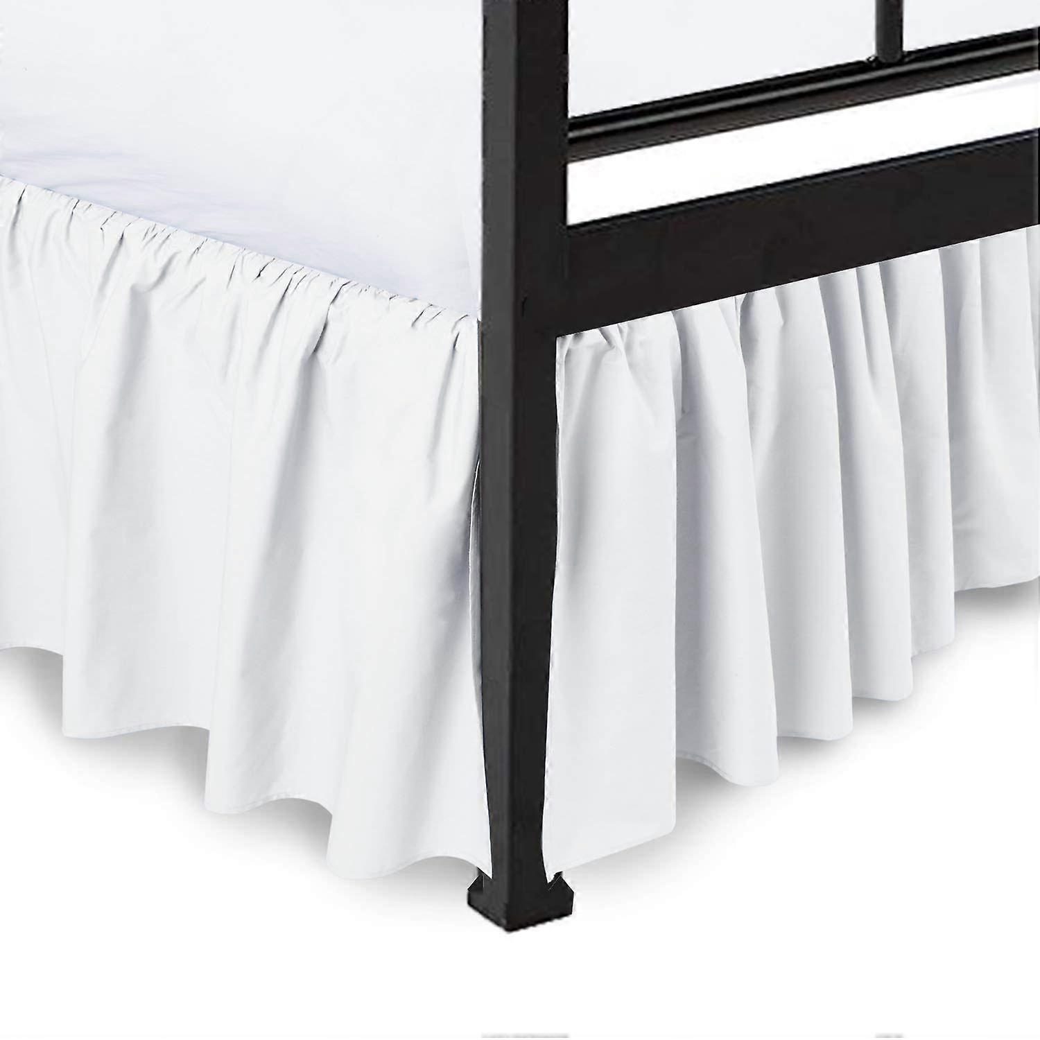 Dust Ruffle with Split Corner Bed Skirt Cotton 800 Thread Count 15' Drop Lenth Twin XL White