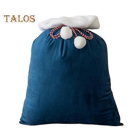 Christmas Gift Bag Color-Blocking Design Plush Gift Pouch Festive Santa Sack with Pompoms String for Party Decoration Storage